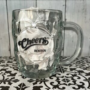 Cheers Boston Beer Mug Glass Dimpled Stein Heavy Duty 5" Clear TV Show Souvenir